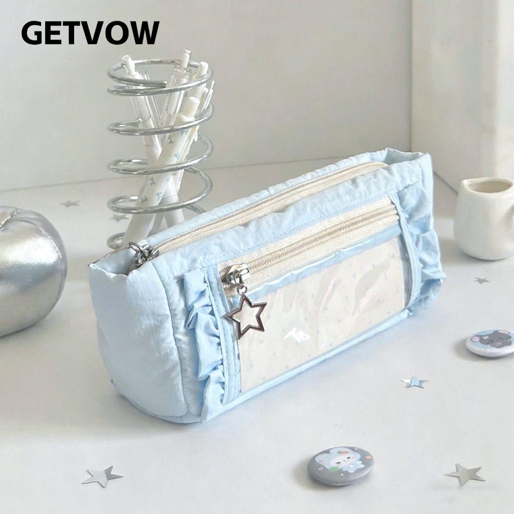 GETVOW Bút Chì, Huy Hiệu Hiển Thị Túi Đựng Bút Cửa Sổ Trong Suốt, Thiết Kế Đặc Biệt Lưu Trữ Dung Tích Lớn Đa Năng Văn Phòng Phẩm Túi Bảo Quản Đồ Dùng Học Tập Văn Phòng
