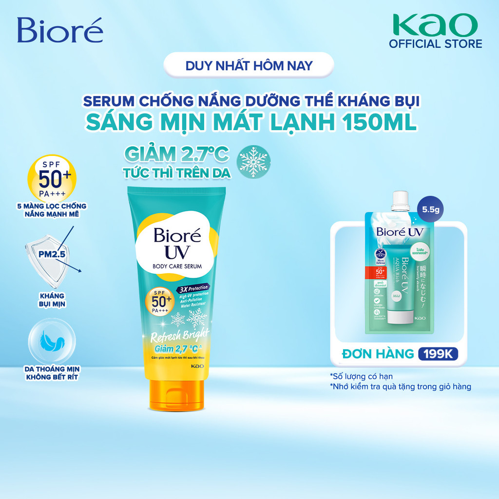Serum Chống Nắng Dưỡng Thể Kháng Bụi - Sáng Mịn Mát Lạnh Biore 150ml