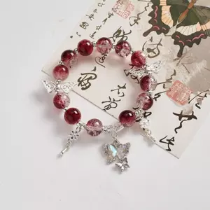 Vòng tay đính cườm bướm trẻ trung Thiết kế dây đàn hồi Phụ kiện thời trang Quà tặng cho bé gái tuổi Teen hàng ngày VN