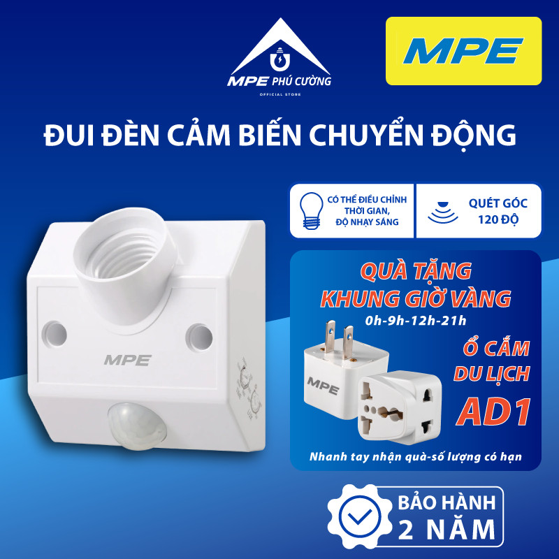 (CHÍNH HÃNG) MPE - ĐUI ĐÈN CẢM BIẾN CHUYỂN ĐỘNG IRHD2 120 ĐỘ E27 TỰ ĐỘNG BẬT TẮT TIỆN LỢI AN TOÀN TIẾT KIỆM ĐIỆN