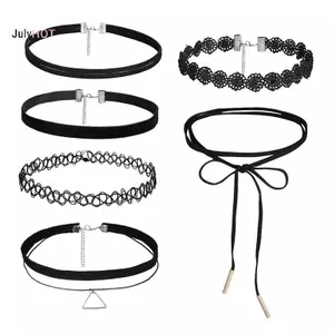 JULYHOT Thời Trang Choker Nelace Co Giãn Nhung Cổ Điển Gothic Hình Xăm Ren Nelace Massivedeals