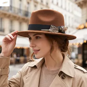 Mũ Fedora Lông Vũ ZENZON, Trang Điểm Fedora Mũ Topper, Retro Panama Jazz Len Xô Mũ Halloween