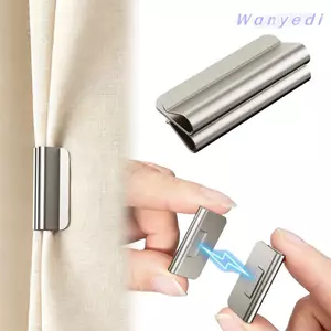 WANYEDI 1 Cặp Khóa cố định rèm, Kẹp đóng rèm kim loại thu hút từ tính, Kẹp rèm có thể tháo rời Văn phòng tại nhà