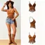 Áo crop top nữ BRABRARAA, Áo Vest giả da lộn cổ chữ V, Dây đeo Spaghetti cổ điển kiểu bò cạp tua rua tỉa Hippie Crop Top dành cho nữ