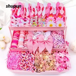 Bộ Phụ Kiện Tóc SHUPUN, Kẹp Tóc Bằng Nhựa Vải, Dây Buộc Tóc Co Giãn Nhiều Màu Sắc Trang Trí Tóc Bé Gái