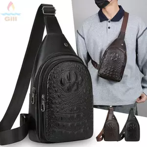 Túi đeo vai GILL, Túi đeo chéo nam du lịch bằng da PU, Túi đựng sức chứa lớn chống nước nhiều lớp thông thường Thể thao