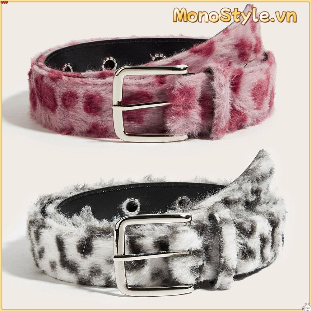 Thắt lưng nữ MONOSTYLE, Thắt lưng có thể điều chỉnh khóa chốt, Phụ kiện quần jean sang trọng in họa tiết da báo thời trang