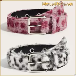 Thắt lưng nữ MONOSTYLE, Thắt lưng có thể điều chỉnh khóa chốt, Phụ kiện quần jean sang trọng in họa tiết da báo thời trang