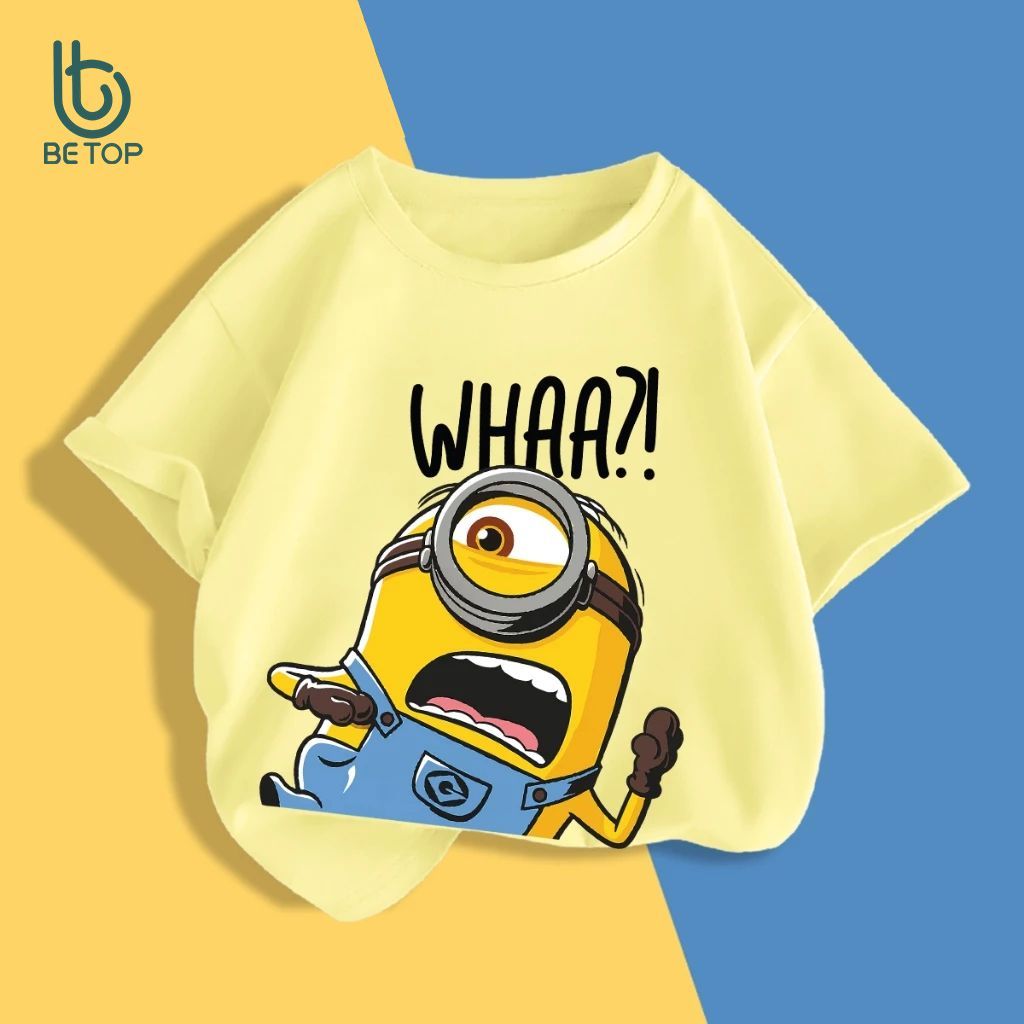 Áo Phông Minions Cute Cho Bé BETOP, Áo Thun Chất Cotton Cao Cấp, Kiểu Dáng Basic Dễ Mặc, Thoáng Mát Cho Bé Trai Bé Gái