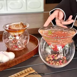 DONOVANQ Ball Martini Cocktail Glass, Đế Tam Giác Hai Lớp Thủy Tinh Martini Lạnh, Sáng Tạo Độc Đáo Mát Trong Suốt Cốc Nước ép Cà Phê Đá Đặc Biệt