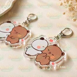 Loverly Bubu Dudu White Grey Couple Kiss Bear Keychains Bag Charm for Accessories Jewelry Key Chain Keyrings