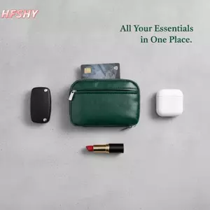 HFSHY Túi đựng chìa khóa bằng da nhỏ gọn có khóa kéo nhiều ngăn Túi đựng chìa khóa di động để làm quà tặng Sử dụng ngoài trời VN