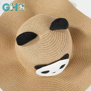 GHX Mũ Rơm Gấu Trúc Dễ Thương Cho Du Lịch Đi Biển Trẻ Em Mùa Hè Chống Nắng Người Cá Mũ Lưu Vực Trẻ Em 2-6 Tuổi Tấm Che Trẻ Em VN