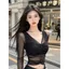 Đầu thu nhẹ nhàng dành cho con gái sang trọng Áo thun dài tay cổ chữ V ngắn Slim-Fit Pure Desire Gợi cảm Niche Celebr