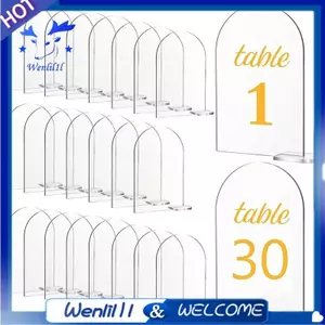 30 Bộ Acrylic Ký Hiệu Acrylic Bảng Hiệu Có Chân Đế Trống Vòm Tấm DIY Vòm Bàn Số Cho Tiệc Cưới Lễ Cưới Sự Kiện