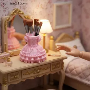 SRVN 1 Bộ Tỉ Lệ 1 / 12 Nhà Búp Bê Váy Khiêu Vũ Thu Nhỏ Và Bàn Chải Trang Điểm Mô Hình Sáng Tạo Giả Vờ Chơi Đồ Chơi Trang Trí Phòng Thực Tế.