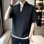 Áo thun polo Ice Silk Áo thun ngắn tay nam mùa hè mỏng giả Áo sơ mi hai mảnh cổ chữ v Áo thun nửa tay thông thường hàng đầu cho nam JMY