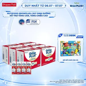 Combo 3 Thùng SBPS Nutifood GrowPLUS+ ít đường Suy Dinh Dưỡng - Tăng Cân, Tăng Chiều Cao (48 Hộp x 180ml)