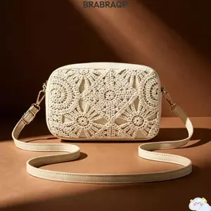 Túi vuông rỗng BRABRAA, Túi đeo chéo có dây kéo có thể điều chỉnh, Túi đeo chéo bằng da PU Phong cách Bohemian Túi đi biển Boho Trang phục kỳ nghỉ