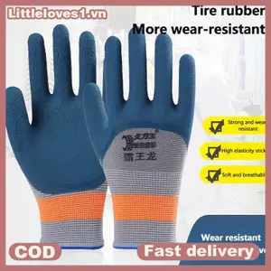 Littleloves1 1 Cặp Găng Tay Làm Việc Chống Trơn Trượt Tự Động Sửa Chữa Xưởng Bảo Vệ Lao Động Găng Tay Cao Su Lốp VN