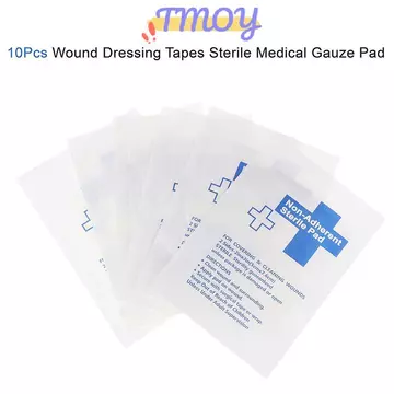 TMOY 10 Chiếc Miếng Lót Gạc Chống Thấm Nước Miếng Lót Không Dính Bộ Sơ Cứu Vết Thương Băng Băng Băng Gạc Y Tế Vô Trùng TMOY