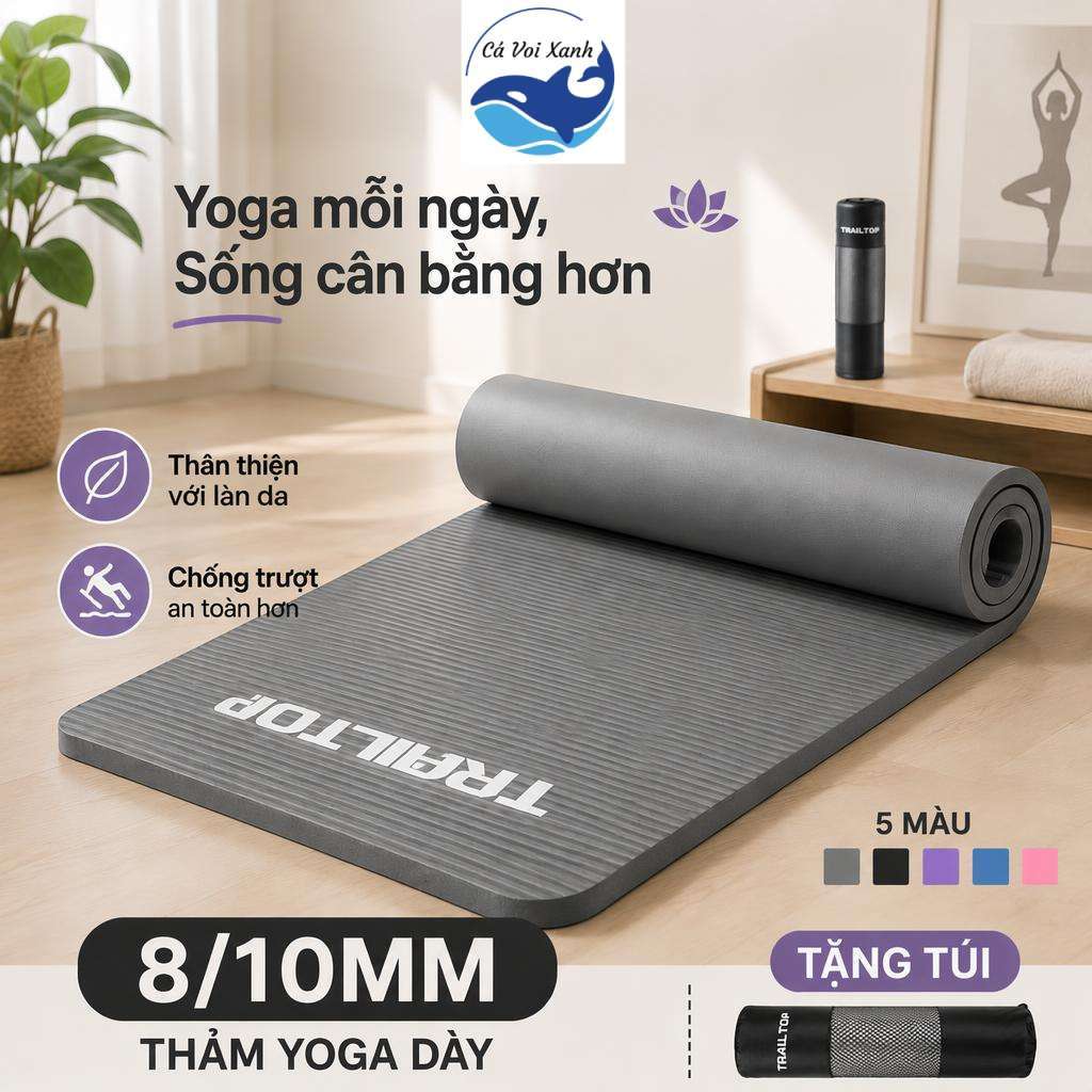 【COD】Thảm Tập Yoga Gym 8-10mm NBR Cao Cấp Chống Trượt Êm Ái Thảm Pilates Tập Luyện Tại Nhà