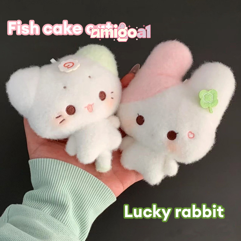 [AM] Mặt dây chuyền búp bê sang trọng dễ thương Thỏ mềm mại Bánh cá mèo con Móc chìa khóa hoạt hình