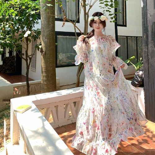 Đầm suông hoa Pháp lãng mạn