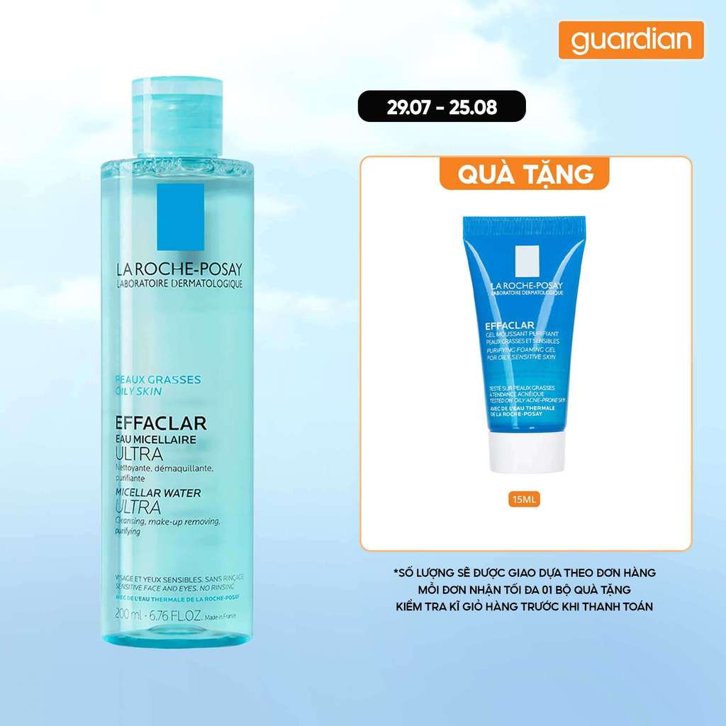 Nước Làm Sạch Sâu Và Tẩy Trang La Roche-Posay Effaclar Ultra Micellar Cleansing Water For Oily Skin Dành Cho Da Dầu 200Ml