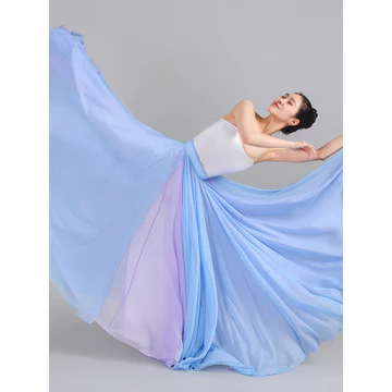 Trang phục khiêu vũ Váy khiêu vũ cổ điển 1080 độ Váy gạc Tencel Váy xoay lớn thanh lịch Váy dài hai mặt nghệ thuật Ex