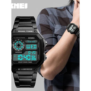 Đồng hồ nam hợp thời trang Đồng hồ bấm giờ Đếm ngược Đồng hồ nam doanh nhân Đồng hồ điện tử sinh viên Đồng hồ kỹ thuật số vuông độc đáo