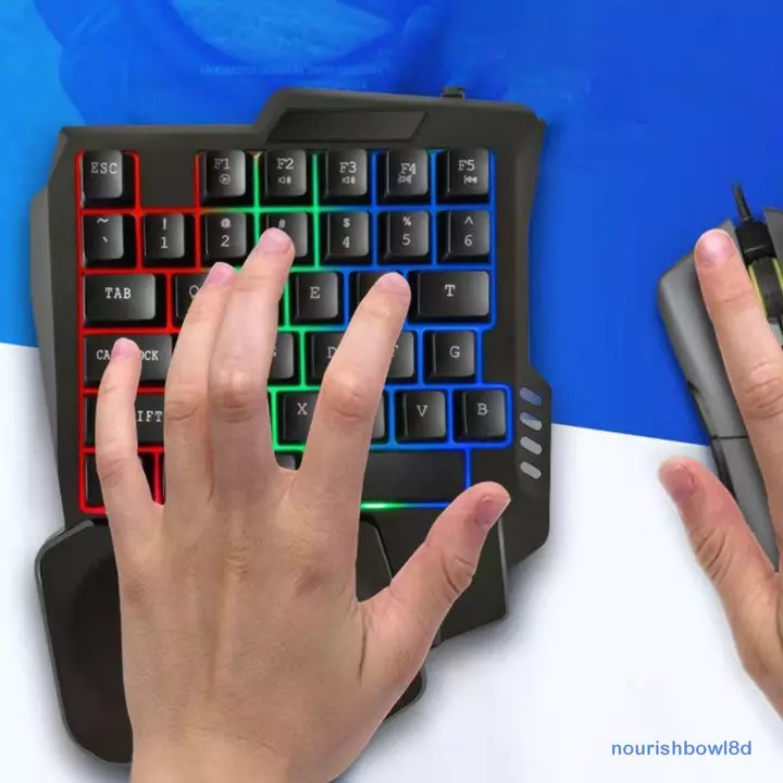 Bàn phím đơn NOURISHBOW, Bàn phím một tay phát sáng USB, Bàn phím cơ chơi game có dây Mini siêu mỏng Bàn phím cơ để bàn PC