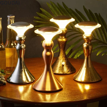 GOUDAI Đèn đọc sách LED GOUDAI, Đèn 3 màu phong cách Châu Âu Đèn bàn thanh, Đèn ngủ bằng kim loại Đèn mềm điều khiển cảm ứng Đầu giường Đèn xung quanh Cafe Đèn bàn