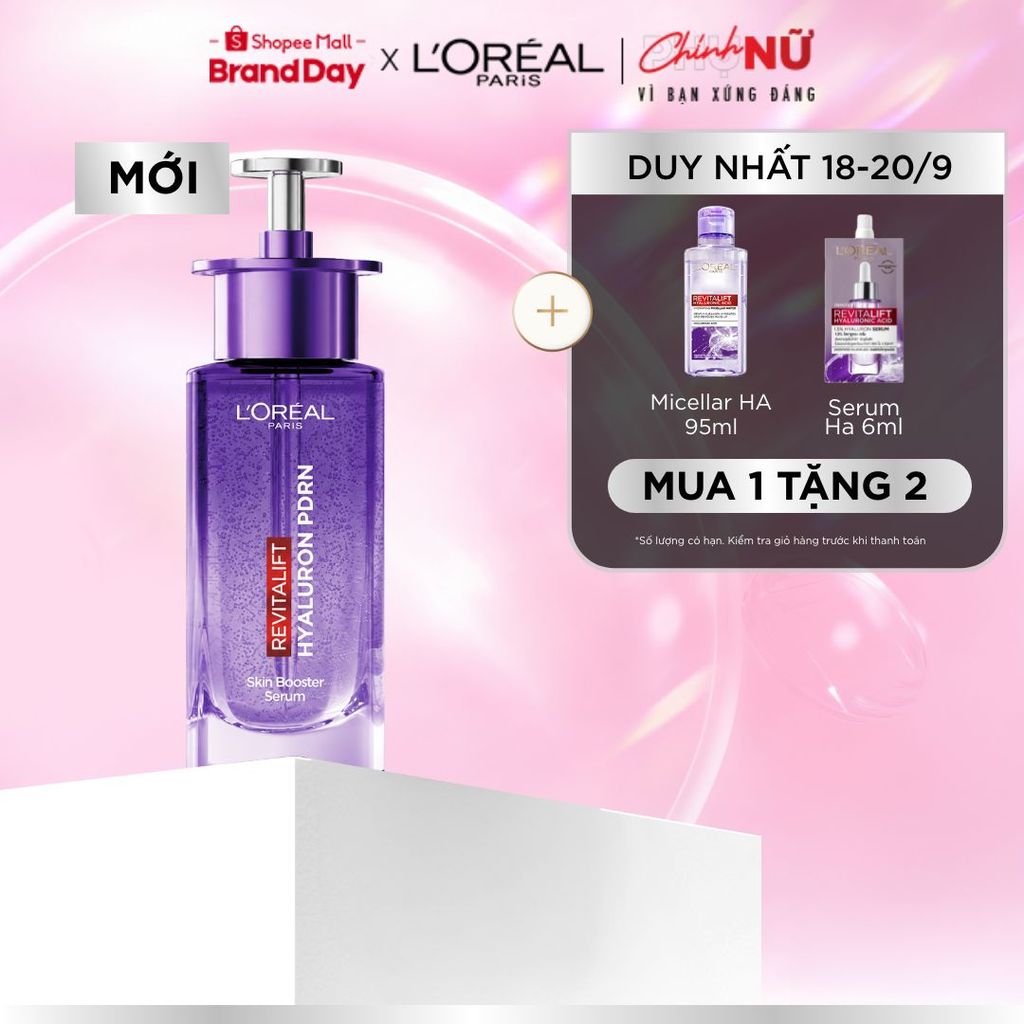 [MỚI] Dưỡng chất serum cấp ẩm sâu, căng bóng làn da HA PDRN tổng hợp sinh học L'Oréal Paris Revitalift Skin Booster 30ml