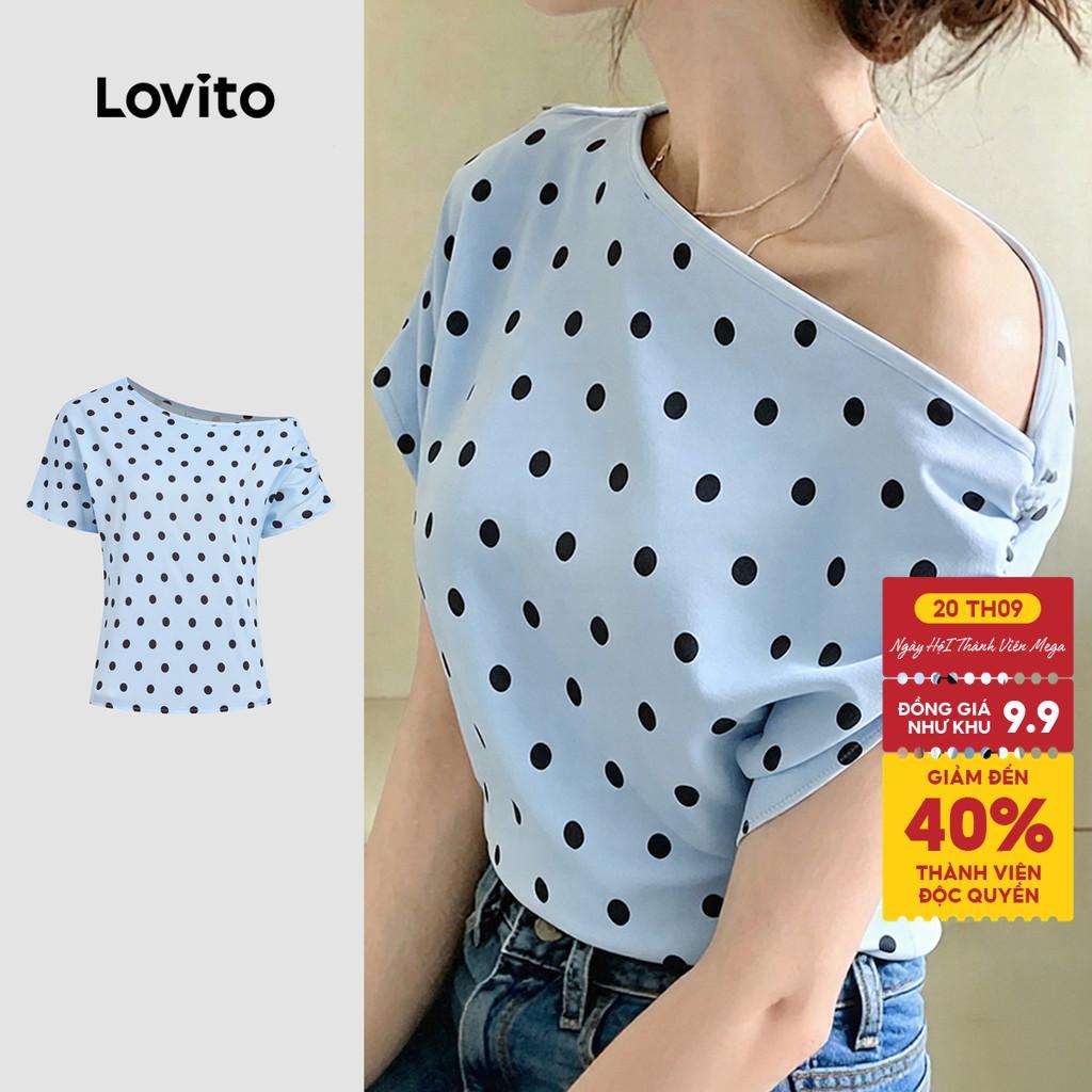 Lovito Áo thanh lịch bất đối xứng hở vai mùa xuân/hè cho nữ L199ED401