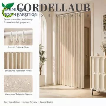 Rèm Cửa Gấp CORDELLAUB, Rèm Tắm Đa Kích Thước Drap Mềm, Rèm Phân Vùng Chống Thấm Nước Có Móc Rèm Tủ Quần Áo Dày Nhà Bếp