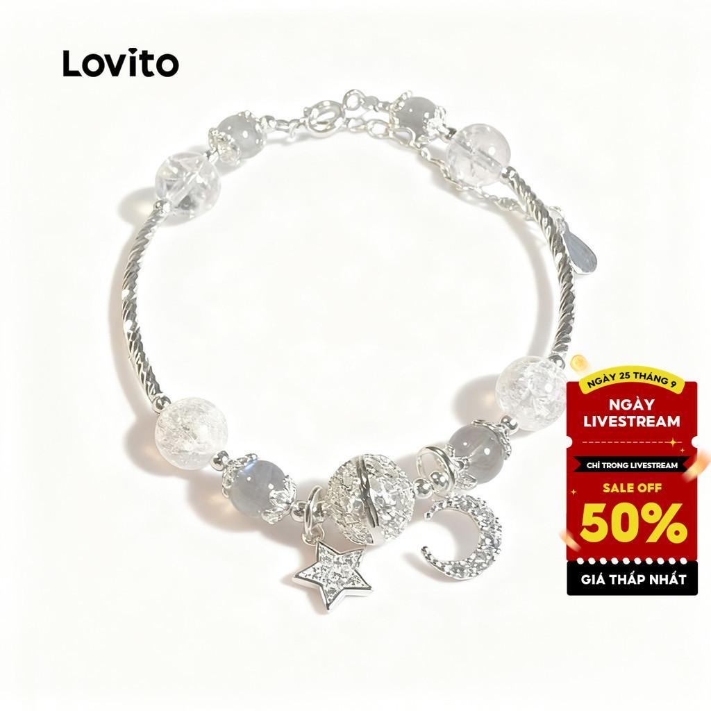 Lovito Vòng tay thông thường Vòng tay kim cương giả hình ngôi sao trơn dành cho nữ LFA06110 (Bạc)