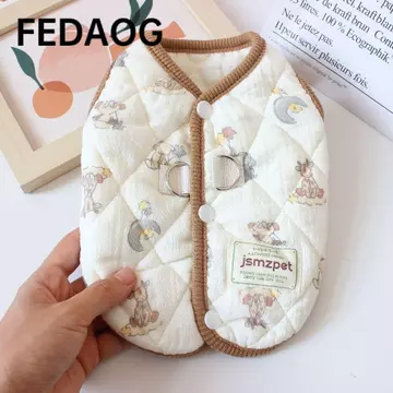 FEDAOG Quần áo cho chó cưng, Quần áo cho mèo có áo khoác nhung Áo khoác gấu bông, Đồ dùng cho thú cưng thời trang dày thỏ dễ thương in hình quần áo chó con Áo Vest Quà tặng mùa đông