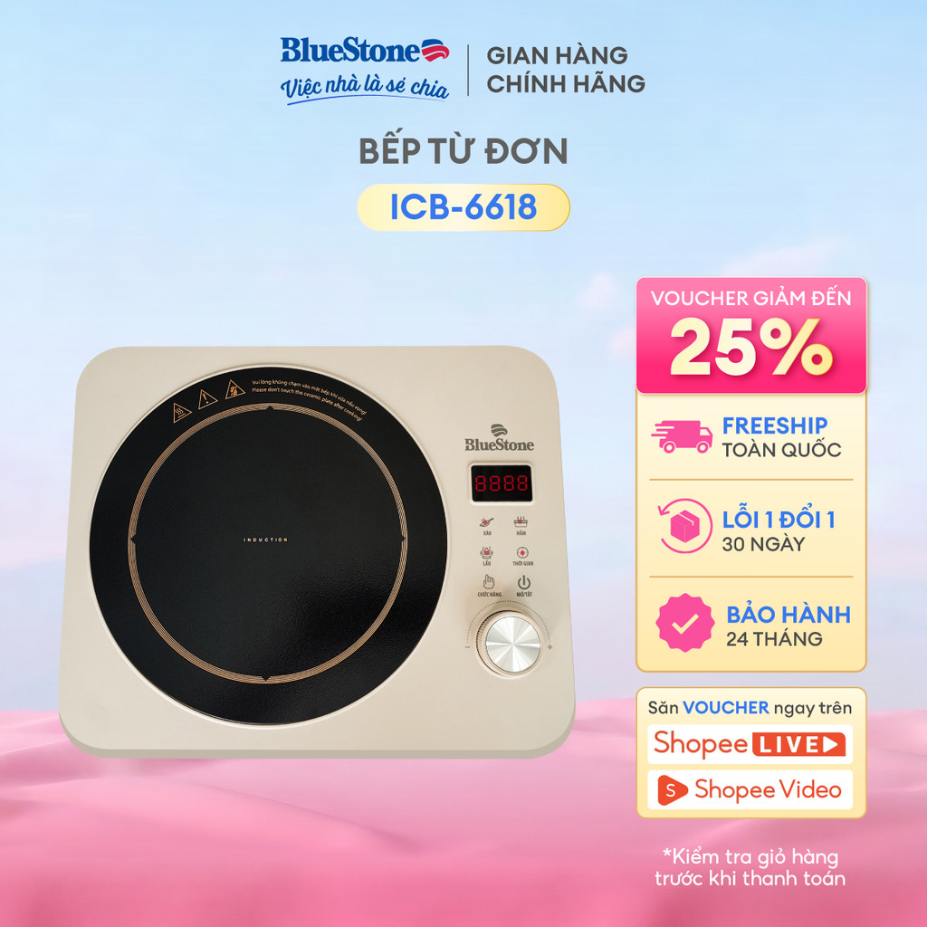 [Bluestone] Bếp Từ Đơn BlueStone ICB-6618 - 2000W - Màn hình LED - Bh 2 năm
