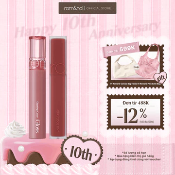 [March Bundle] Combo Son Kem Blur Fudge Tint + Son Bóng Romand Glasting Color Gloss