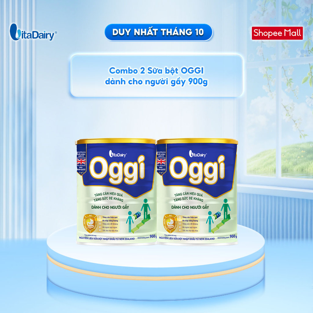 [COMBO 2 LON] Sữa bột Oggi dành cho người gầy - Bổ sung năng lượng, hỗ trợ tăng cân khoẻ - Lon 900g