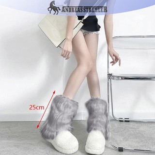 Onetimingfine Trắng Giả Chân Ấm Áp Boot Cover Y2K Goth Chân Chắc Chắn Tất Punk Dài Đến Đầu Gối Thời Trang Ấm Tất VN
