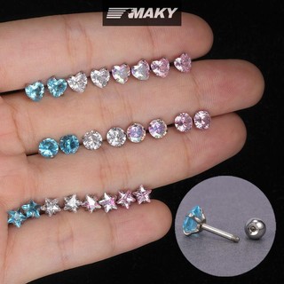 Newwellknownepic 1 Cặp Bông Tai Thép Không Gỉ Pha Lê Zircon Xoắn Sụn Cho Nữ Dự Tiệc Tối Giản