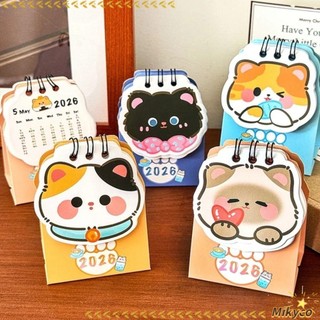 Công cụ lập kế hoạch lịch trình MKYCO, Phim hoạt hình mèo di động 2026 Lịch để bàn, Lịch trình cuộn dây Mini dễ thương Dấu lịch Đồ trang trí Phụ kiện bàn làm việc văn phòng