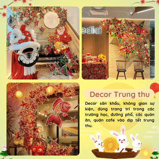 Combo 10 Đèn lồng trung thu ngôi sao truyền thống, lồng đèn ông sao 2 size 25cm, 40cm trang trí trung thu, decor nhà cửa