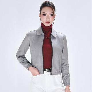 Áo da cừu nữ Collar pilot bo bằng da thật cao cấp Fttleather cá tính, trẻ trung dễ phối  AN416C