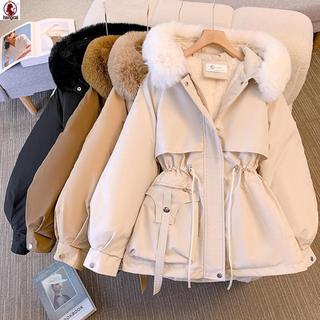 Áo khoác parka nữ có mũ trùm đầu lông cừu, phù hợp cho teen và người lớn