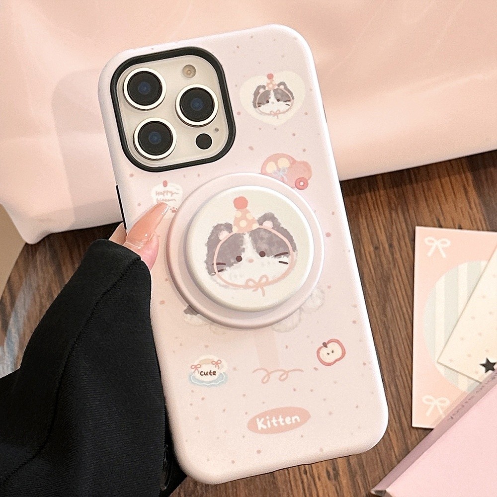 Giá Đỡ Từ Tính Mèo Mờ Dễ Thương Ốp Lưng Điện Thoại iPhone 17 Pro Max 17 Air 16 Plus 15 14 13 12 11 Vỏ Bảo Vệ Chống Sốc