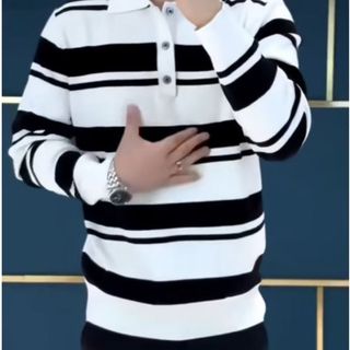 Áo sơ mi Polo sọc Unisex dài tay hợp thời trang mùa thu hàng đầu