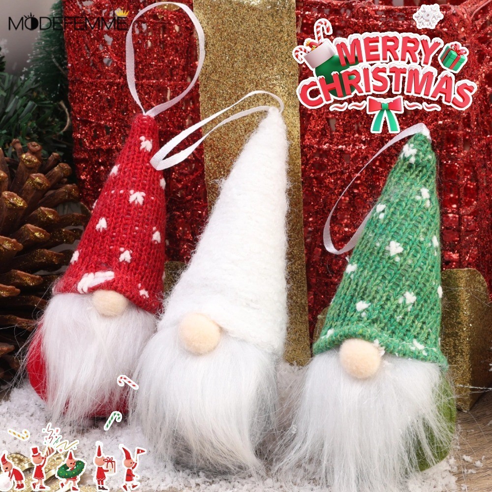 [H & L] Đồ trang trí treo cây thông Noel - 3 mặt dây chuyền búp bê dệt kim Giáng sinh - Quà tặng ông già Noel bằng vải - Đồ dùng dự tiệc Giáng sinh - Trang trí Giáng sinh vui vẻ